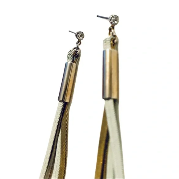 Gold & Beige Rhinestone Drop Earrings - Picture 2 of 6